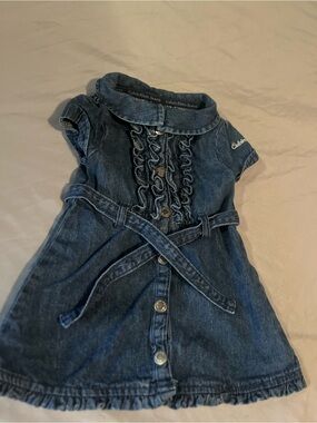 Size 6-9 months Girls Calvin Klein Jeans Denim Dress with Belt, Y2K baby girl